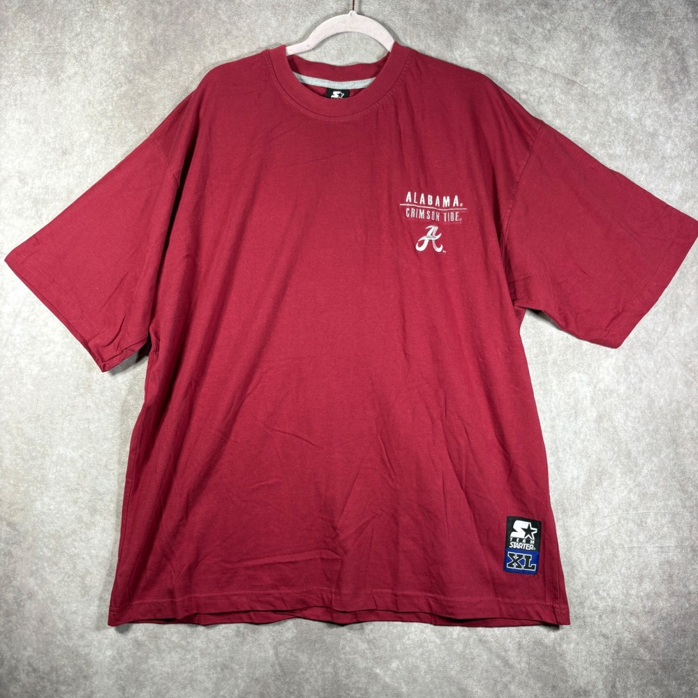 Vintage Starter Alabama Crimson Tide T-Shirt Men XL Red NCAA Short Sleeve Cotton